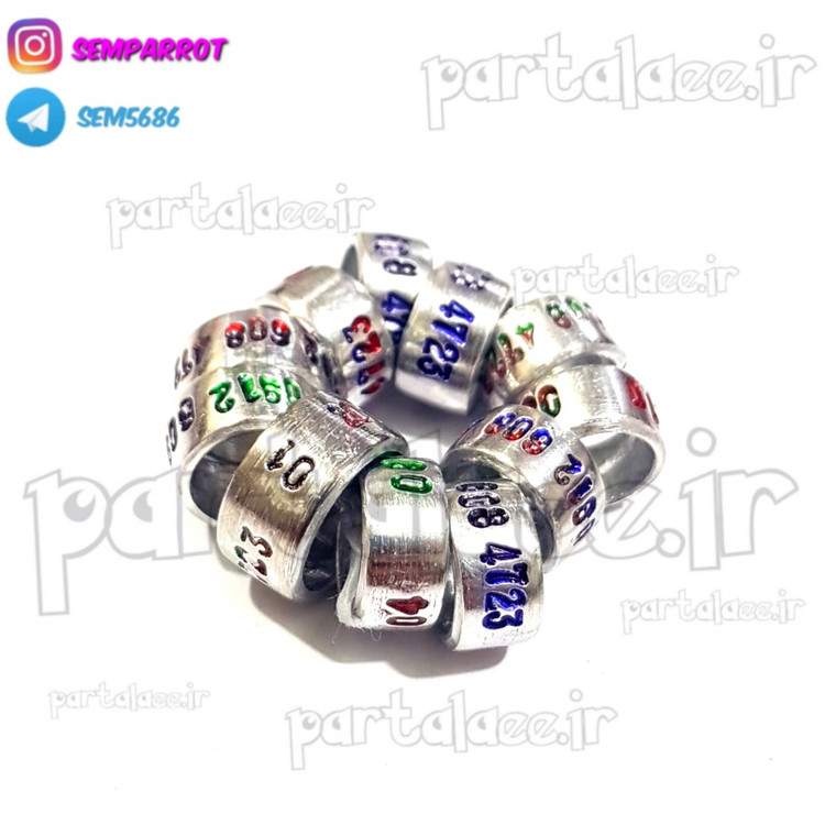 حلقه پای کبوتر پلاک پا بسته ۱۰ عددی با حک شماره موبایل و کد
