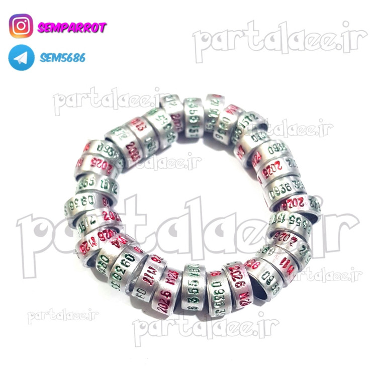 حلقه پای کبوتر پلاک پا بسته ۱۰ عددی با حک شماره موبایل و کد
