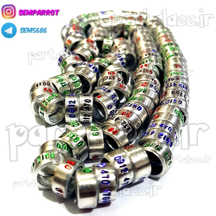 حلقه پای کبوتر پلاک پا بسته ۱۰ عددی با حک شماره موبایل و کد